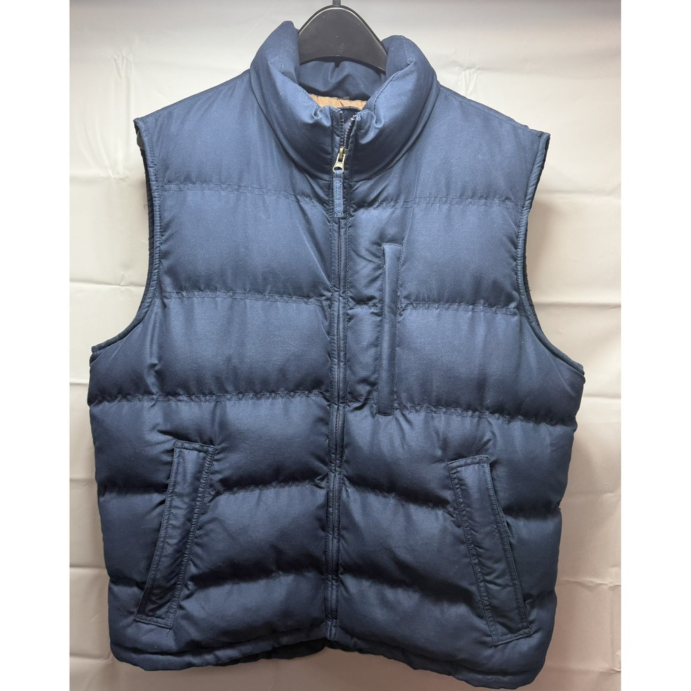 St Johns Bay Mens Puffer Vest Medium Black Full Zip Quilted Mock Neck Pockets